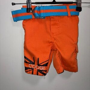 Coogi orange baby boys shorts matching belt 3-6 M